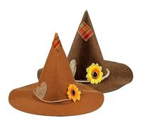 MFUOE 2 piezas de sombrero de espantapájaros de Halloween con retazos de fieltro, espantapájaros, accesorios de disfraz para fiesta de Halloween, accesorio de cosplay
