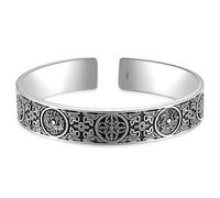 MFUPR Brazalete Vintage S925 de Plata Pura Feng Shui con Cuatro Bestias divinas, Amuleto de Fortuna y Buena Suerte, Pulsera Retro Ajustable for Mujeres y Hombres