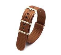 MFUPR Correa de reloj deportivo con hebilla de oro rosa, correa de nailon for reloj Nato, 18mm, 20mm, 22mm, 24mm, accesorios for reloj for hombre y mujer(Brown,18mm)