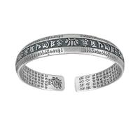 MFUPR Pulsera Retro S999 de Plata Pura Feng Shui, Sutra del corazón, Amuleto guardián de protección de la Riqueza Budista Tibetano, Brazalete de la Suerte Ajustable(K)