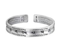 MFUPR Pulsera Vintage de Plata Pura 999 Feng Shui con Forma de corazón, Amuleto Budista Tibetano de Buena Suerte, Ajustable for Hombres y Mujeres(D)