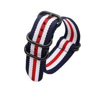 MFUPR Sports Watch Strap 18/20/22/24mm Nylon Watch Strap Stainless Steel Ring Buckle Men Replacement Watchband Watch Accessories(Blue White Red,20mm)