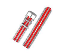 MFUPR Sports Watch Strap 20mm 22mm Nylon Sport Strap Durable Canvas Men Replacement Watchband Bracelet Casual Watch Wristband(Grey Red Silver,22mm)