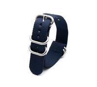 MFUPR Sports Watch Strap Nato Watchband Navy Blue Nylon Watch Strap Weave Watch Replacement Belt for 18mm/20mm/22mm/24mm(Silver Round Buckle,24mm)