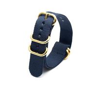 MFUPR Sports Watch Strap Nato Watchband Navy Blue Nylon Watch Strap Weave Watch Replacement Belt for 18mm/20mm/22mm/24mm(Gold Round Buckle,22mm)