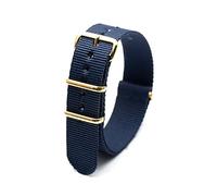 MFUPR Sports Watch Strap Nato Watchband Navy Blue Nylon Watch Strap Weave Watch Replacement Belt for 18mm/20mm/22mm/24mm(Gold Pin Buckle,22mm)