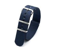 MFUPR Sports Watch Strap Nato Watchband Navy Blue Nylon Watch Strap Weave Watch Replacement Belt for 18mm/20mm/22mm/24mm(Silver Pin Buckle,22mm)