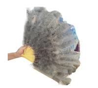 MFWHEFJ Abanico De Plumas Abanico de Plumas Azules de 13 Bone Lake for espectáculos de Baile, Fiestas de Halloween, Bodas, escenarios, Abanico de Plumas esponjosas de Mano(Black,Smal Big Fan 2pcs)