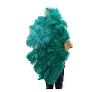 MFWHEFJ Abanico De Plumas Abanico de Plumas Azules de 13 Bone Lake for espectáculos de Baile, Fiestas de Halloween, Bodas, escenarios, Abanico de Plumas esponjosas de Mano(Blue,Smal Big Fan 2pcs)