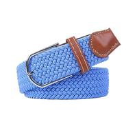 MFWHEFJ Cinturones Tela Cinturón elástico unisex de lona trenzada extensible con hebilla pasador, 107/120/130 cm(3.3cmX130cm,Light blue)