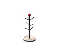 MFWHEFJ Colgador Tazas Portavasos giratorio de madera maciza, colgador de agua for té, estante de almacenamiento for el hogar(Black Stick red ball)