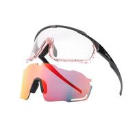 MFWHEFJ Gafas Ciclismo 1 Glasses With 2 Modes Photochromic Cycling Eyewear Lens Bike Mountain Bicycle Goggle Sport Fishing Running Sunglasses(2 Lens Color 1)