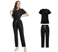 MFWHEFJ Uniforme Enfermera Uniformes médicos Bata Uniforme Mujer artículos de enfermería Accesorios Enfermeras clínica Traje médico salón Belleza SPA(Brown,L)