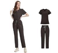 MFWHEFJ Uniforme Enfermera Uniformes médicos Bata Uniforme Mujer artículos de enfermería Accesorios Enfermeras clínica Traje médico salón Belleza SPA(Ivory,XL)