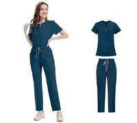 MFWHEFJ Uniforme Enfermera Uniformes médicos Bata Uniforme Mujer artículos de enfermería Accesorios Enfermeras clínica Traje médico salón Belleza SPA(Gold,XXL)