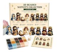 MFYOUPK Set De Abalorios De Belén Navideño - Decoración Artesanal 3D Con Cuentas,Kit Figuras Navideñas Con Abalorios - Para Adultos, Padres, Parejas, Familia Y En Estas
