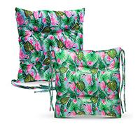MG Design Cojín para Silla 2 Piezas de jardín 40x40 cm con Estampado Flamingo - cojín de Asiento para jardín y hogar - Acolchado, Colorido cojín de sillas Jardin Exterior
