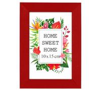 MG Design Marco 10 x 15 cm - color Rojo, de madera, con cristal acrílico - para colgar vertical u horizontalmente, sin fondo, para fotos, pósters, puzzles