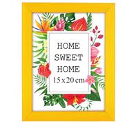 MG Design Marco 15 x 20 cm - color Amarillo, de madera, con cristal acrílico - para colgar vertical u horizontalmente, sin fondo, para fotos, pósters, puzzles