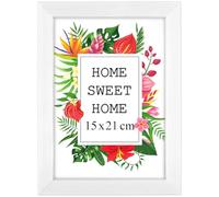 MG Design Marco 15 x 21 cm - color Blanco, de madera, con cristal acrílico - para colgar vertical u horizontalmente, sin fondo, para fotos, pósters, puzzles