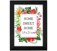 MG Design Marco 15 x 21 cm - color Negro, de madera, con cristal acrílico - para colgar vertical u horizontalmente, sin fondo, para fotos, pósters, puzzles