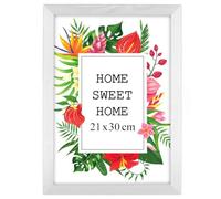 MG Design Marco 21 x 30 cm - color Blanco, de madera, con cristal acrílico - para colgar vertical u horizontalmente, sin fondo, para fotos, pósters, puzzles