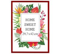 MG Design Marco 29,7 x 42 cm - color Rojo, de madera, con cristal acrílico - para colgar vertical u horizontalmente, sin fondo, para fotos, pósters, puzzles