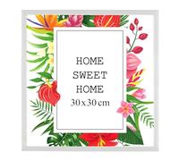 MG Design Marco 30 x 30 cm - color Blanco, de madera, con cristal acrílico - para colgar vertical u horizontalmente, sin fondo, para fotos, pósters, puzzles