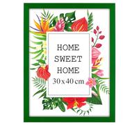 MG Design Marco 30 x 40 cm - color Verde, de madera, con cristal acrílico - para colgar vertical u horizontalmente, sin fondo, para fotos, pósters, puzzles