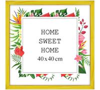 MG Design Marco 40x40 cm - color Amarillo, de madera, con cristal acrílico - para colgar vertical u horizontalmente, sin fondo, para fotos, pósters, puzzles