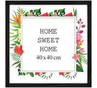 MG Design Marco 40x40 cm - color Negro, de madera, con cristal acrílico - para colgar vertical u horizontalmente, sin fondo, para fotos, pósters, puzzles