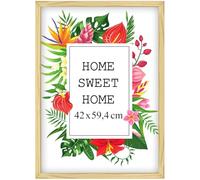 MG Design Marco 42x59,4 cm - color Natural, de madera, con cristal acrílico - para colgar vertical u horizontalmente, sin fondo, para fotos, pósters, puzzles