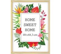 MG Design Marco 48x68 cm - color Natural, de madera, con cristal acrílico - para colgar vertical u horizontalmente, sin fondo, para fotos, pósters, puzzles