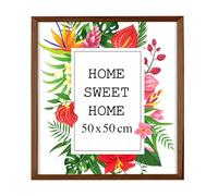 MG Design Marco 50 x 50 cm - color Marrón, de madera, con cristal acrílico - para colgar vertical u horizontalmente, sin fondo, para fotos, pósters, puzzles