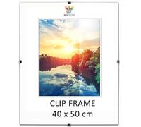 MG Design Marco de clip 40 x 50 cm - sin marco, acrílico transparente y fondo HDF, vertical u horizontal, para fotos, pósteres y diplomas