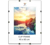 MG Design Marco de clip 45 x 60 cm - sin marco, acrílico transparente y fondo HDF, vertical u horizontal, para fotos, pósteres y diplomas