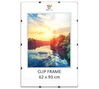 MG Design Marco de clip 62 x 93 cm - sin marco, acrílico transparente y fondo HDF, vertical u horizontal, para fotos, pósteres y diplomas