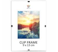 MG Design Marco de clip 9 x 13 cm - sin marco, acrílico transparente y fondo HDF, vertical u horizontal, para fotos, pósteres y diplomas