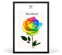 MG Design Marco para fotos 30 x 45 cm: marco para póster con marco Negro de madera auténtica y cristal acrílico irrompible, vertical y horizontal, con un soporte para colgar en la pared.