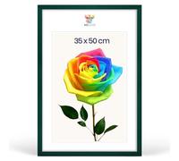 MG Design Marco para fotos 35 x 50 cm: marco para póster con marco Verde de madera auténtica y cristal acrílico irrompible, vertical y horizontal, con un soporte para colgar en la pared.