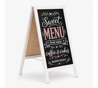 MG Design Pizarra caballete de madera 60 × 100 cm - pizarra negra de doble cara con marco gris, plegable y fácil de limpiar, ideal para menú de bar, restaurante o tienda
