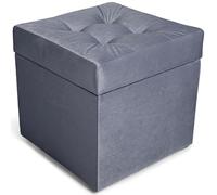 MG Design Puf con almacenaje 45 × 45 cm Gris - Banco tapizado con baúl Interno, Asiento Suave, Estructura de Madera hasta 300 kg, sin Montaje, fácil de Limpiar