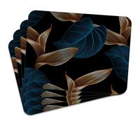 MG Design Set de 4 manteles Individuales de Corcho para Plato - Elegant Foliage 1 - 30 × 40 cm - Resistentes al Calor y fáciles de Limpiar