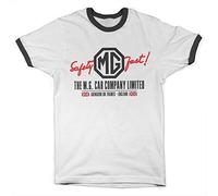 MG Licenciado Oficialmente Cars Co. - England Ringer Hombres Camiseta (Blanco-Negro), XXL