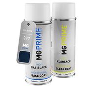 MG PRIME Pintura automotriz Set de aerosoles para BMW 297 Montrealblau Metallic/Montreal Blue Metallic Pintura base pintura transparente, bote de spray de 400 ml