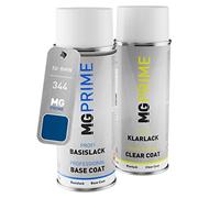 MG PRIME Pintura automotriz Set de aerosoles para BMW 344 Pazificblau Metallic/Pacific Blue Metallic Pintura base pintura transparente, bote de spray de 400 ml