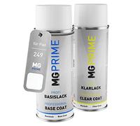 MG PRIME Pintura automotriz Set de aerosoles para Fiat 249 Bianco Ducato/Blanc Gelato Pintura base pintura transparente, bote de spray de 400 ml