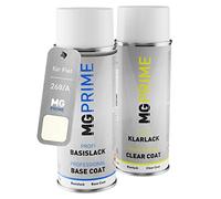 MG PRIME Pintura automotriz Set de aerosoles para Fiat 268/A Bianco Bianco/Bossa Nova Weiss Pintura base pintura transparente, bote de spray de 400 ml