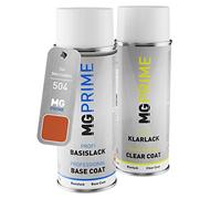 MG PRIME Pintura automotriz Set de aerosoles para Mercedes 504 Englischrot/English Red Pintura base pintura transparente, bote de spray de 400 ml
