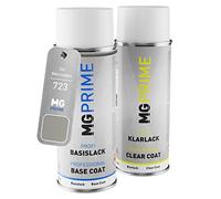 MG PRIME Pintura automotriz Set de aerosoles para Mercedes 723 Cubanitsilber Metallic/Cubanite Silver Metallic Pintura base pintura transparente, bote de spray de 400 ml